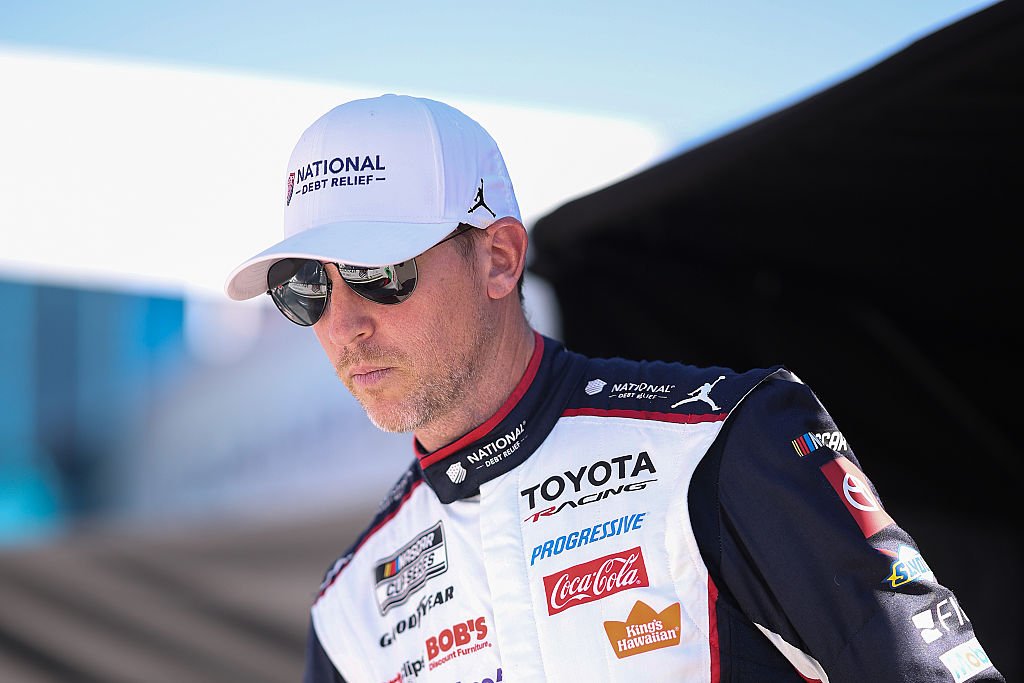 LAS VEGAS, NEVADA - OCTOBER 03: Denny Hamlin, driver of the #11 National Debt Relief Toyota, looks on during practice for the NASCAR Cup Series South Point 400 at Las Vegas Motor Speedway on October 03, 2026 in Las Vegas, Nevada. (Photo by Chris Graythen/Getty Images)